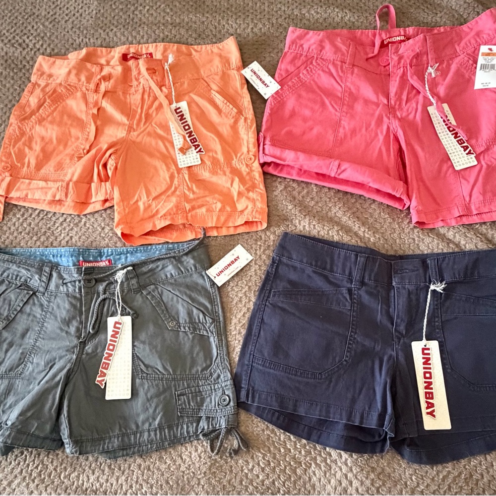 UNIONBAY Women's Shorts BUNDLE — Coral Orange, Hot Pink, Gray, Navy